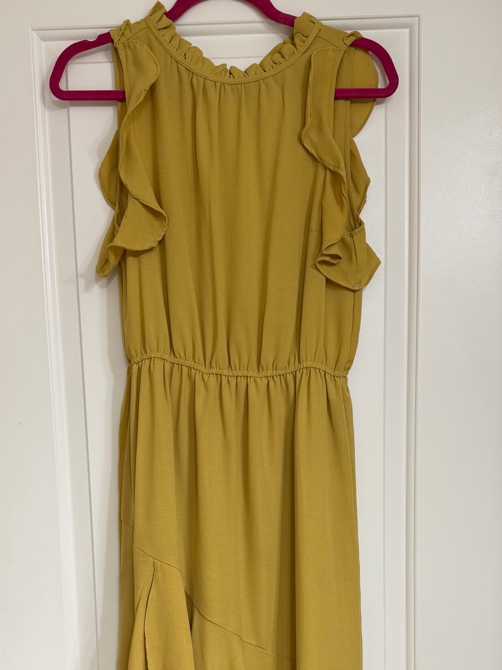 Hayden Mustard Ruffle Sleeve Dress